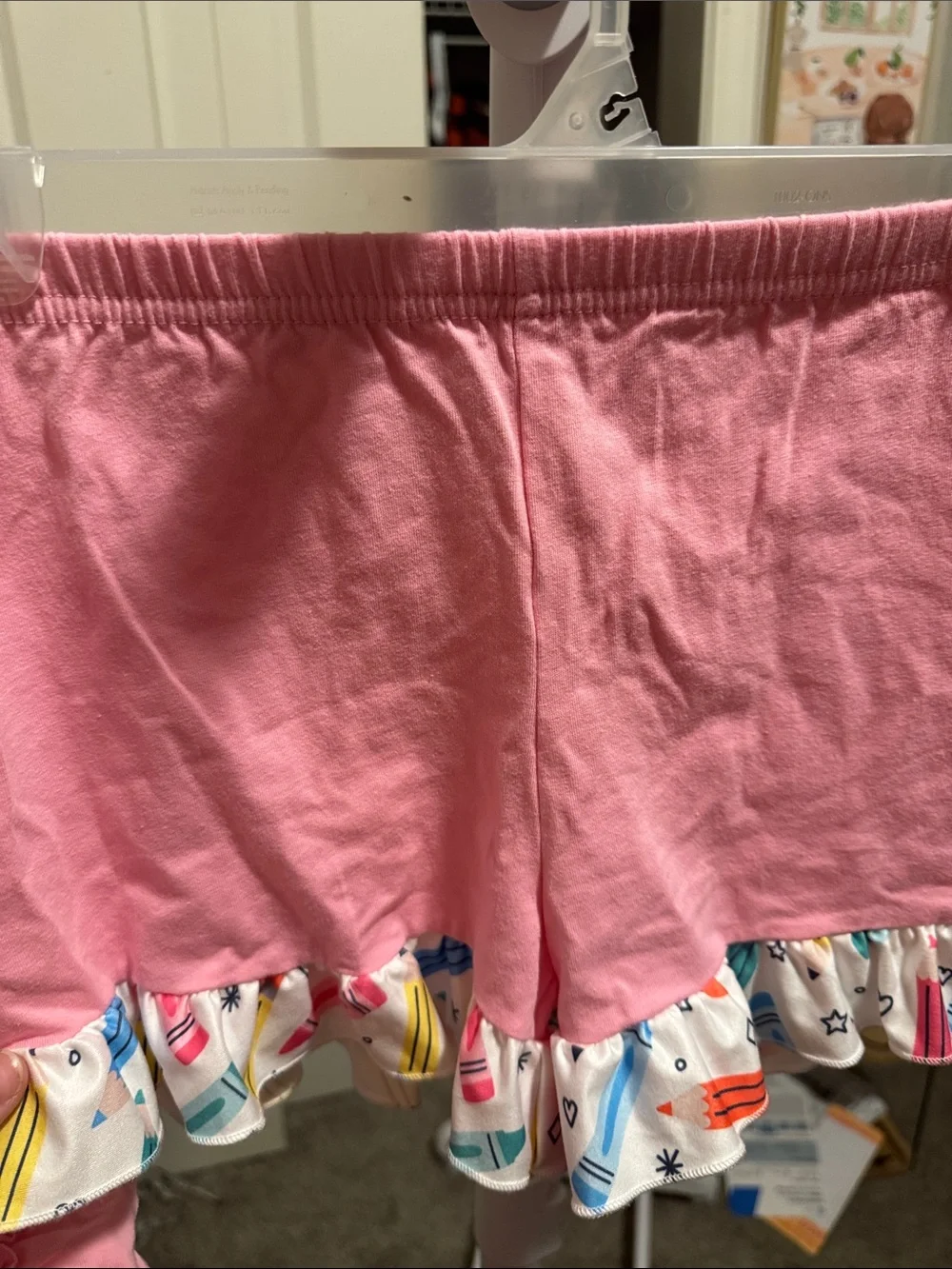 Pink-Trim Rainbow Apple 🍎 Girls' 2 piece set top with shorts embroidered 2xl 7/8